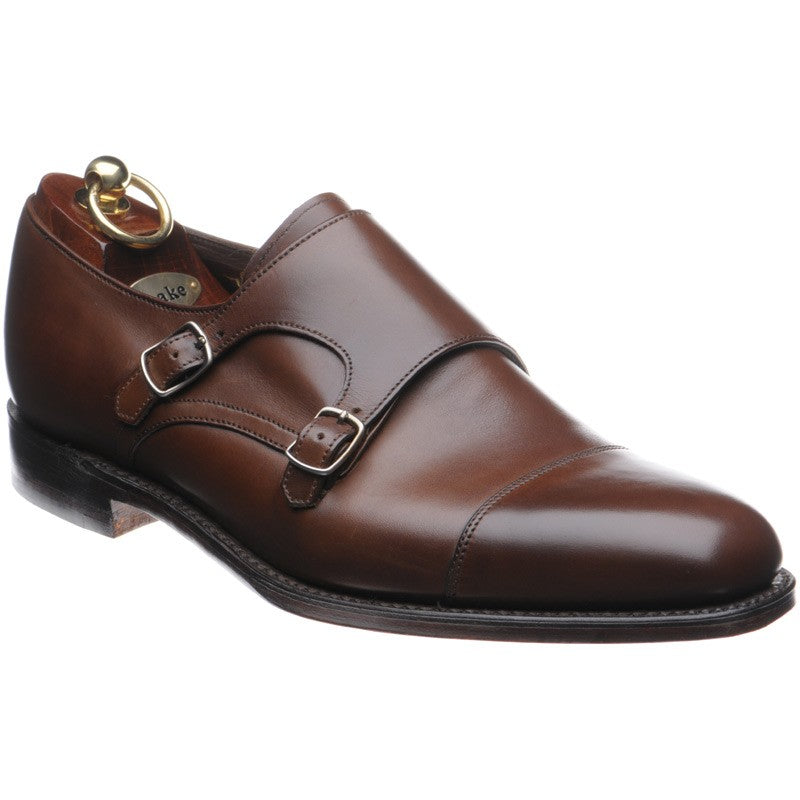 Product image for Loake Cannon mens double monk shoes in dark brown calf (second)