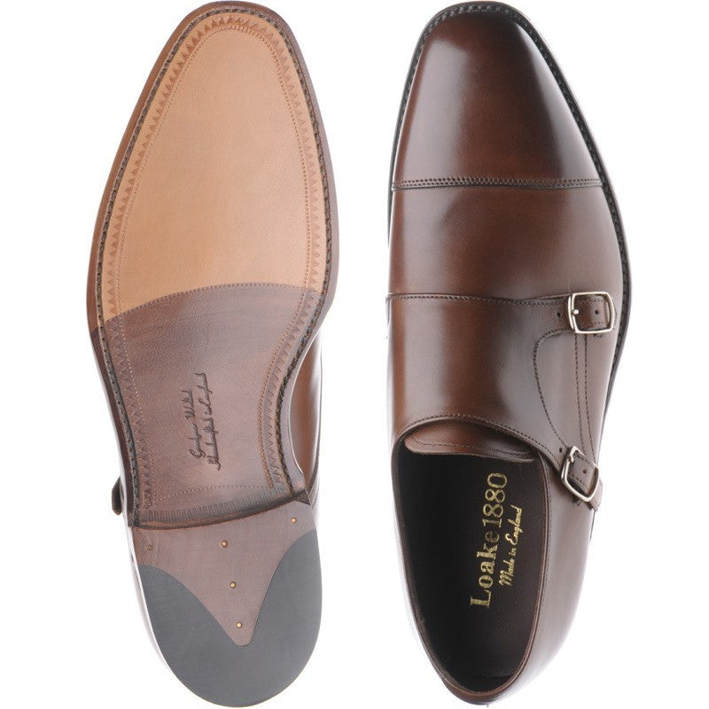 Product image for Loake Cannon mens double monk shoes in dark brown calf (second)