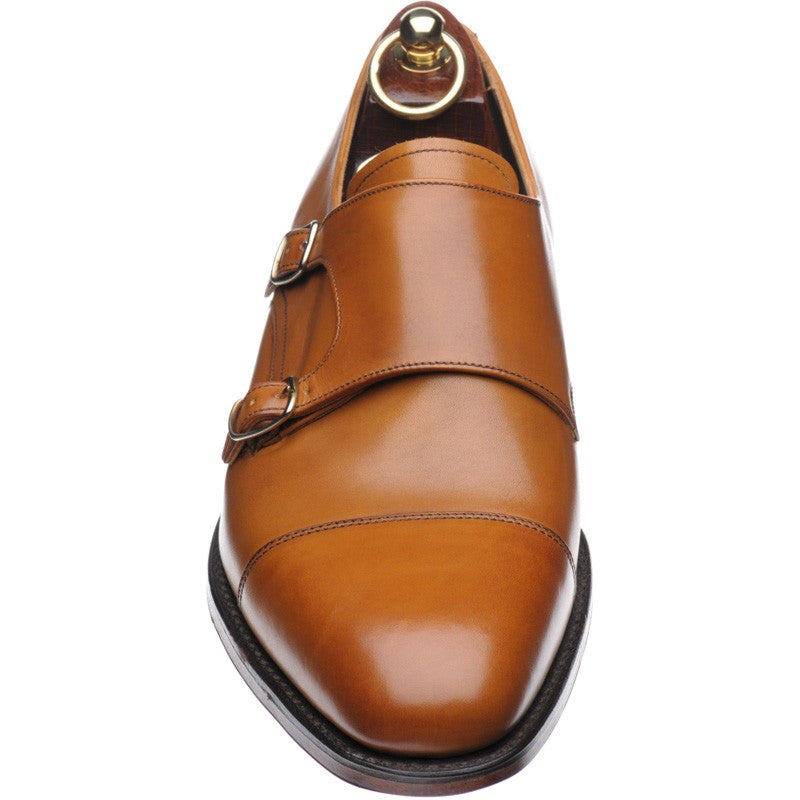 Product image for Loake Cannon mens double monk shoes in tan calf