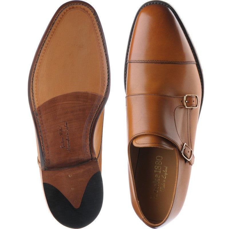 Product image for Loake Cannon mens double monk shoes in tan calf (second)