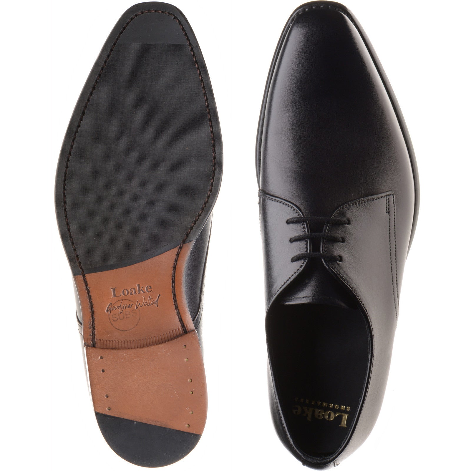 Product image for Loake Capel mens hybrid-soled Derby shoes in black calf (second)