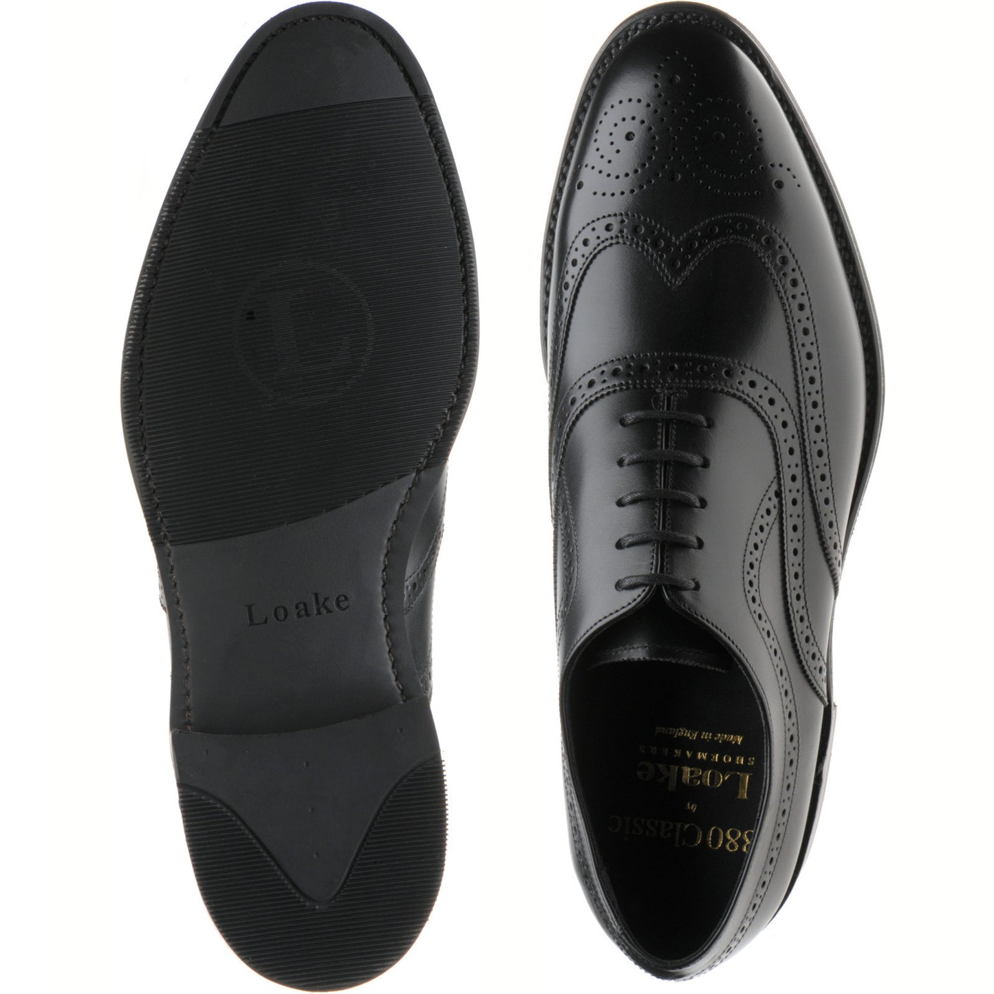Product image for Loake Castlegate mens rubber-soled brogues in black calf (second)
