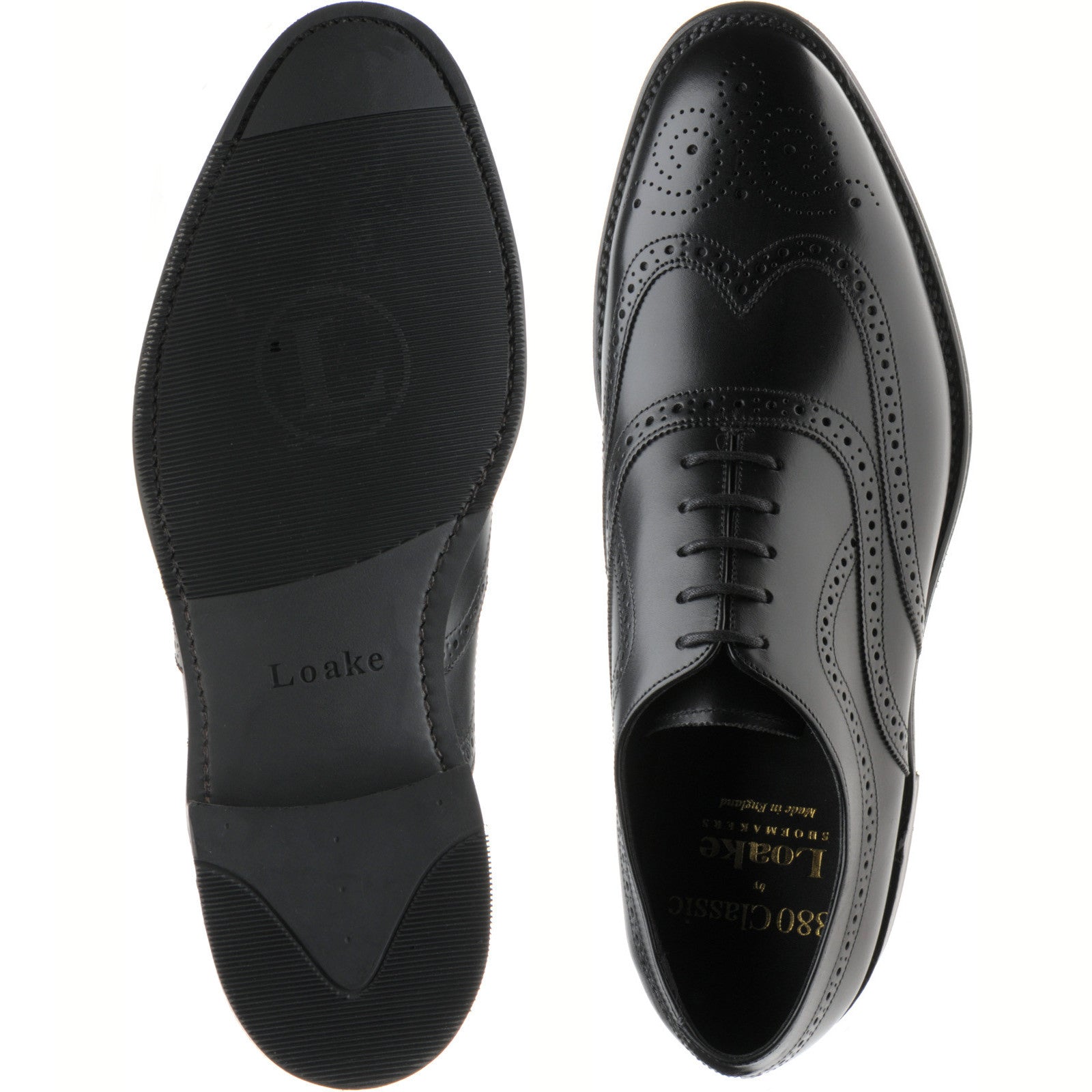 Product image for Loake Castlegate mens rubber-soled brogues in black calf (second)