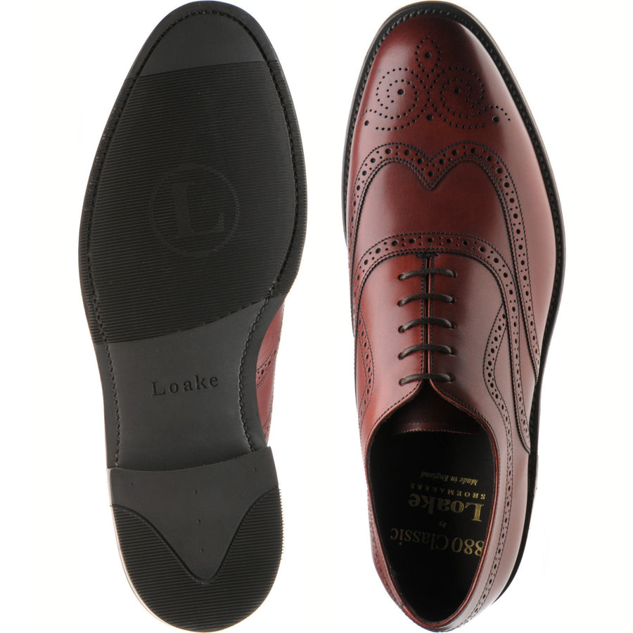 Product image for Loake Castlegate mens rubber-soled brogues in seared mahogany calf