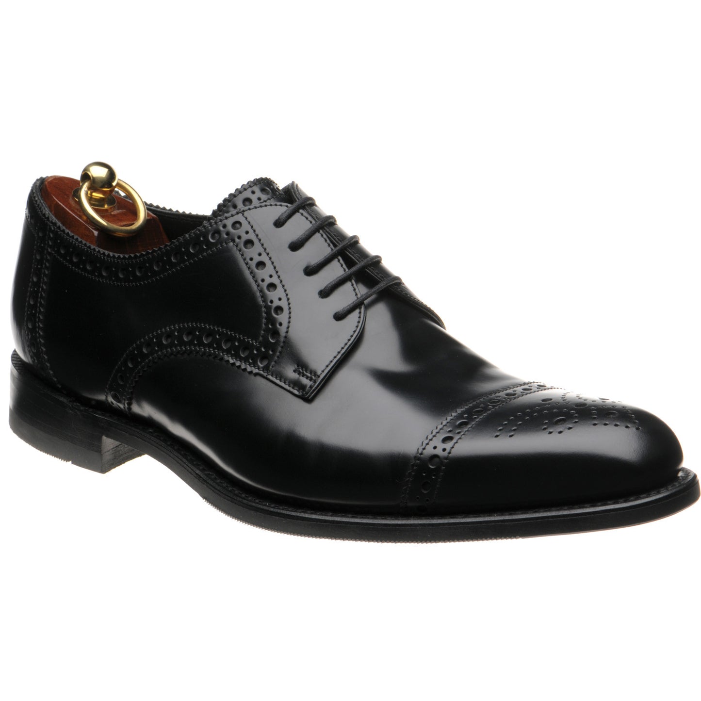 Product image for Loake Eldon mens rubber-soled semi-brogues in black polished (second)