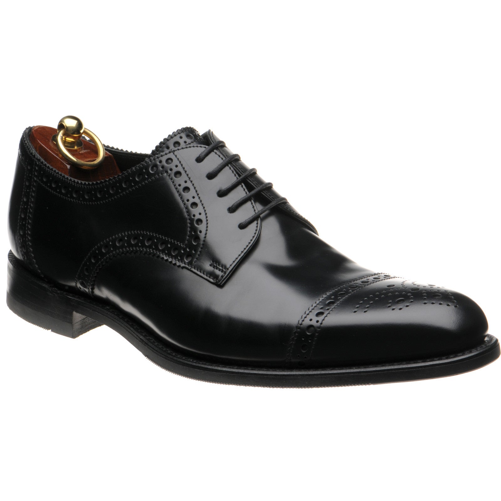 Product image for Loake Eldon mens rubber-soled semi-brogues in black polished (second)