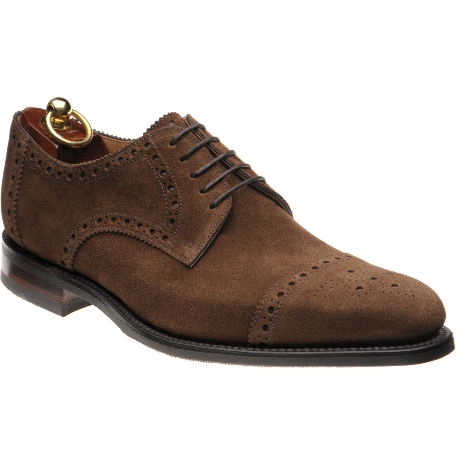 Product image for Loake Eldon mens rubber-soled semi-brogues in brown suede (second)