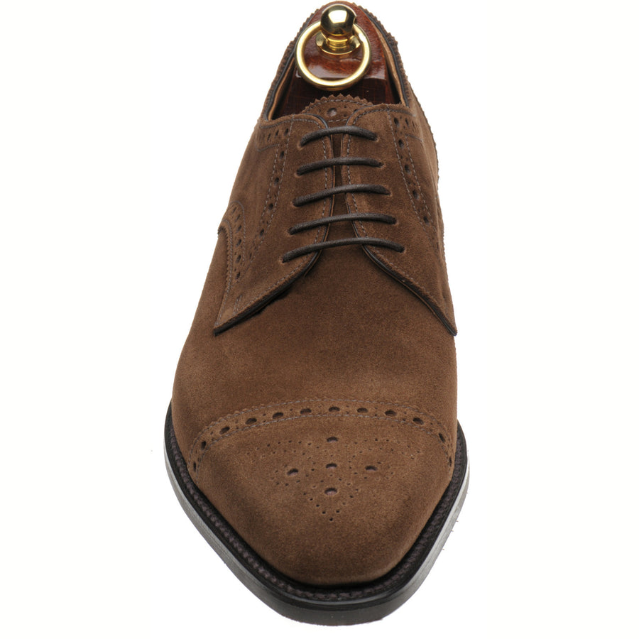 Product image for Loake Eldon mens rubber-soled semi-brogues in brown suede (second)