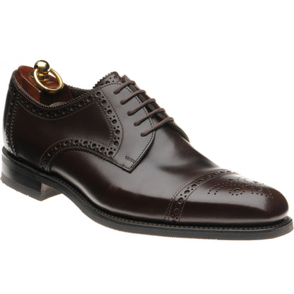 Product image for Loake Eldon mens rubber-soled semi-brogues in dark brown polished