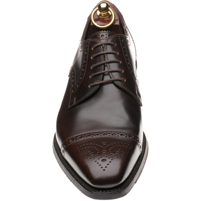 Product image for Loake Eldon mens rubber-soled semi-brogues in dark brown polished