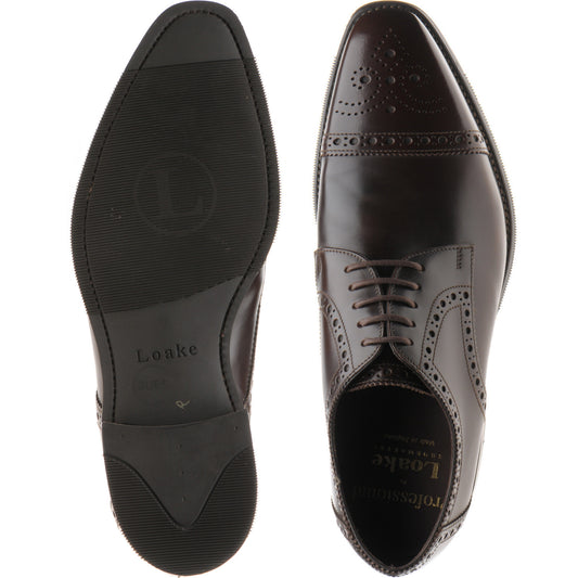 Product image for Loake Eldon mens rubber-soled semi-brogues in dark brown polished (second)