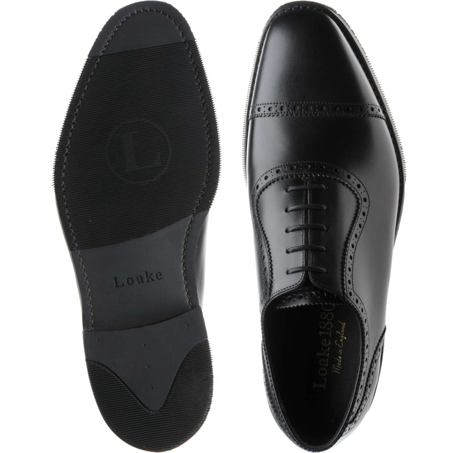Product image for Loake Fleet mens rubber-soled semi-brogues in black calf (second)