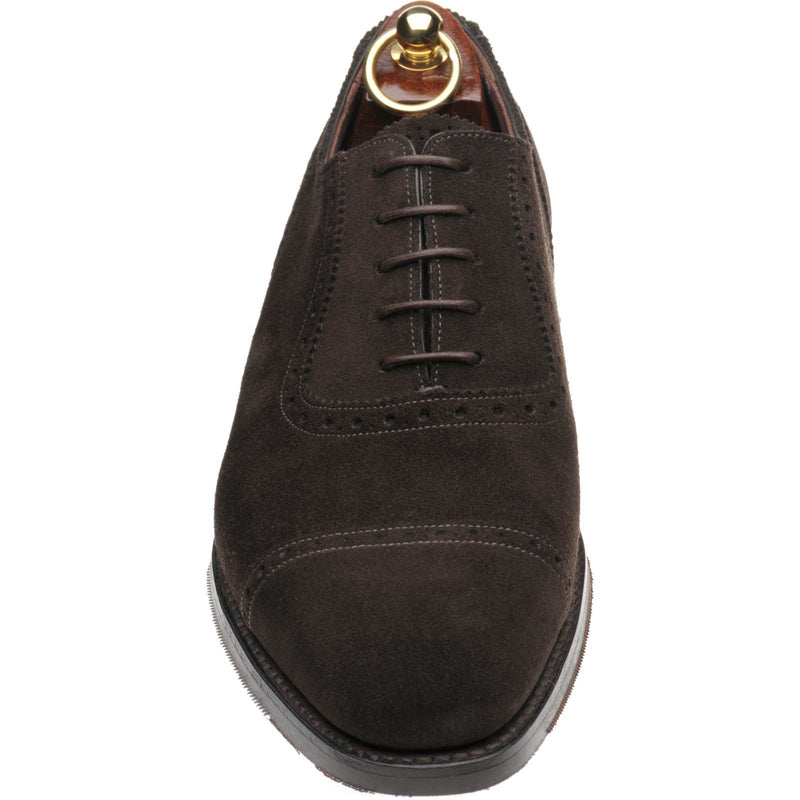 Product image for Loake Fleet mens rubber-soled semi-brogues in dark brown suede