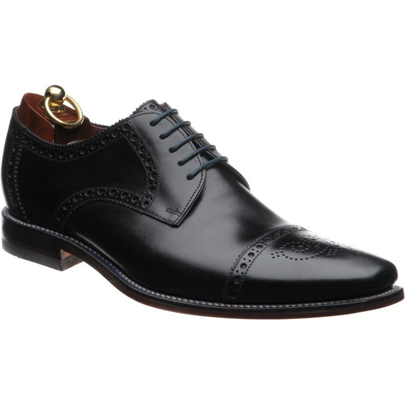 Product image for Loake Foley mens semi-brogues in black calf (second)