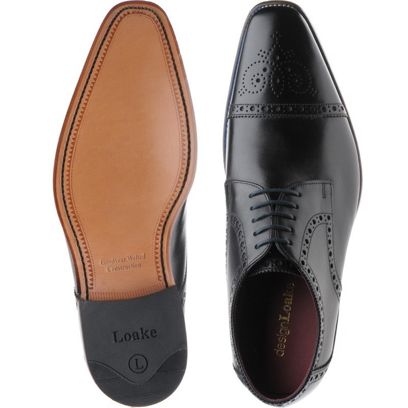 Product image for Loake Foley mens semi-brogues in black calf (second)
