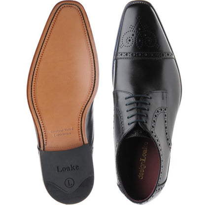 Product image for Loake Foley mens semi-brogues in black calf (second)
