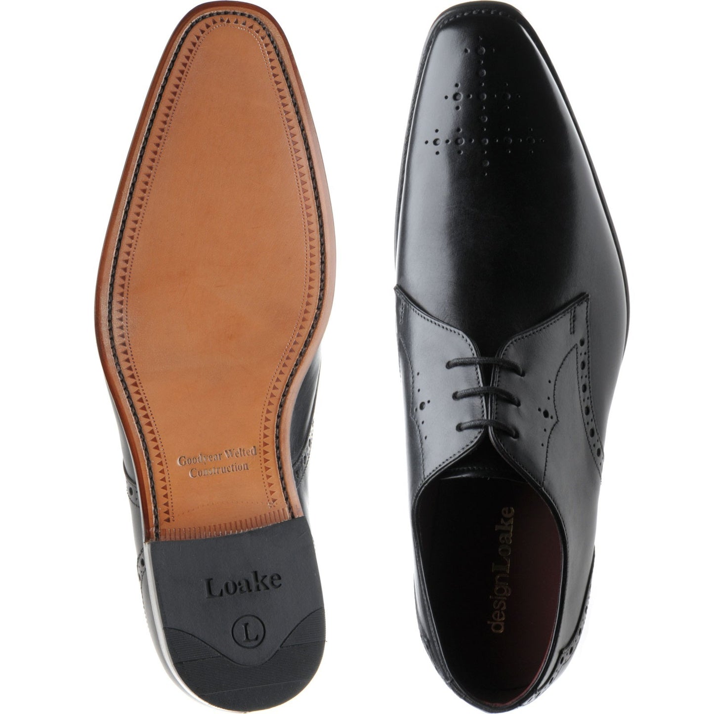 Product image for Loake Hannibal mens brogues in handpainted black calf (second)