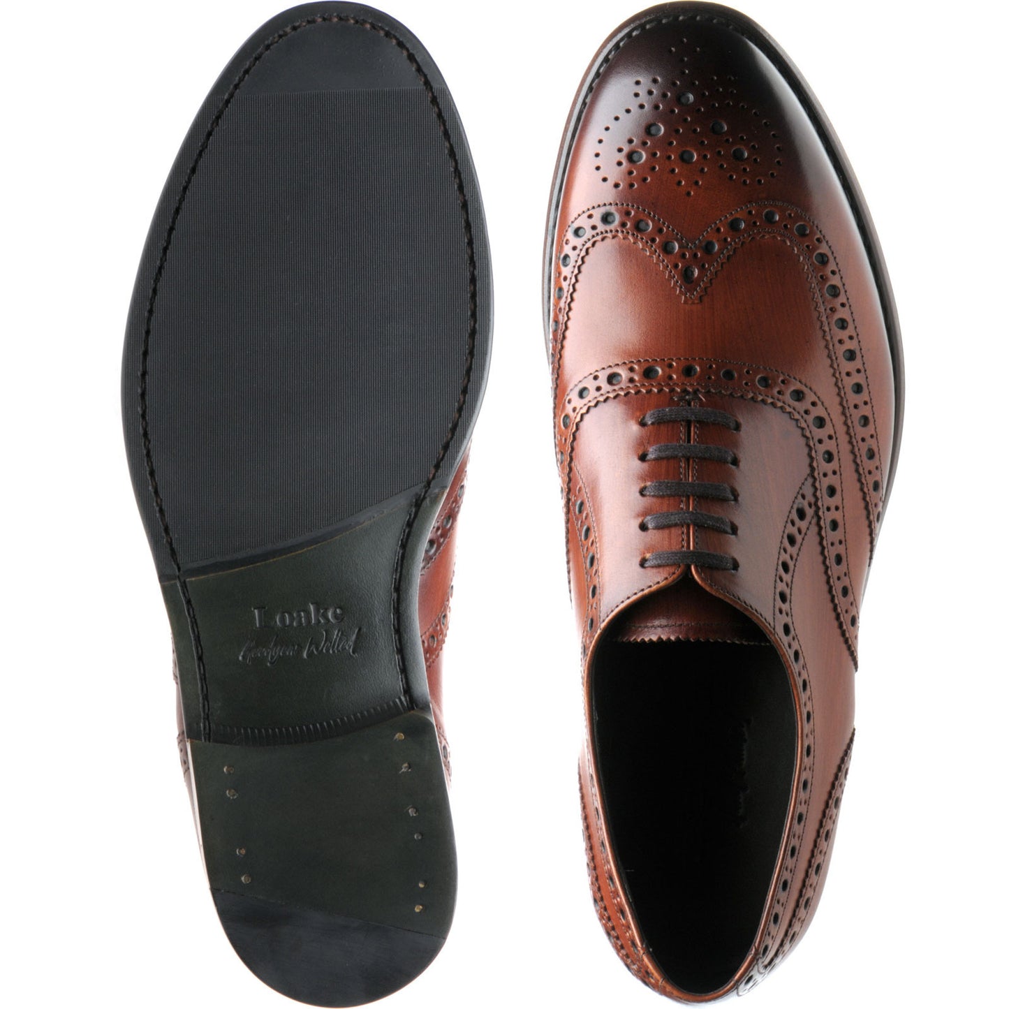 Product image for Loake Hepworth mens hybrid-soled brogues in chestnut calf (second)