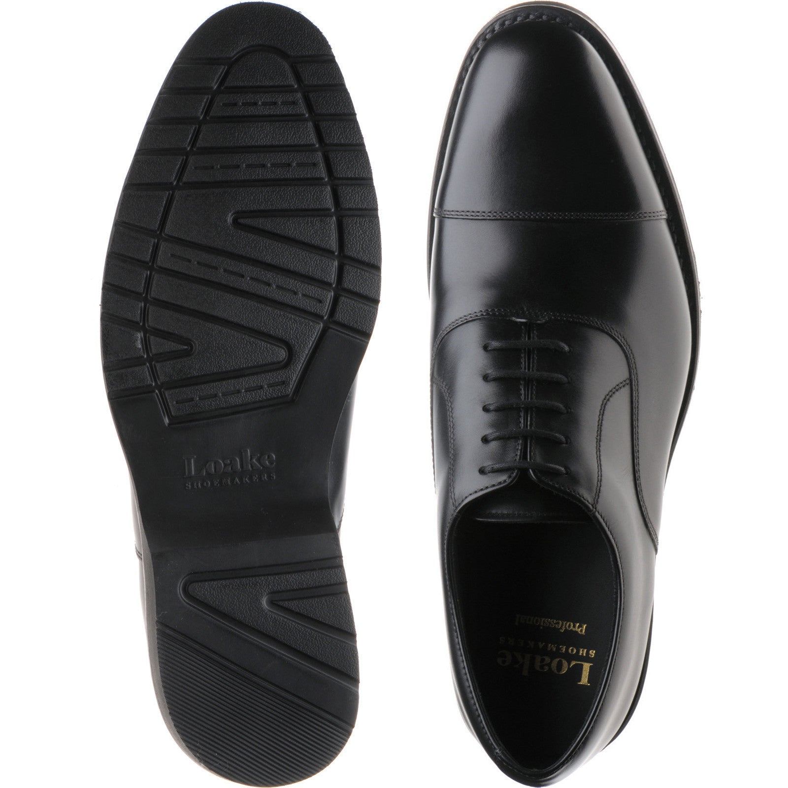 Product image for Loake Hitchcock mens rubber-soled Oxfords in black calf