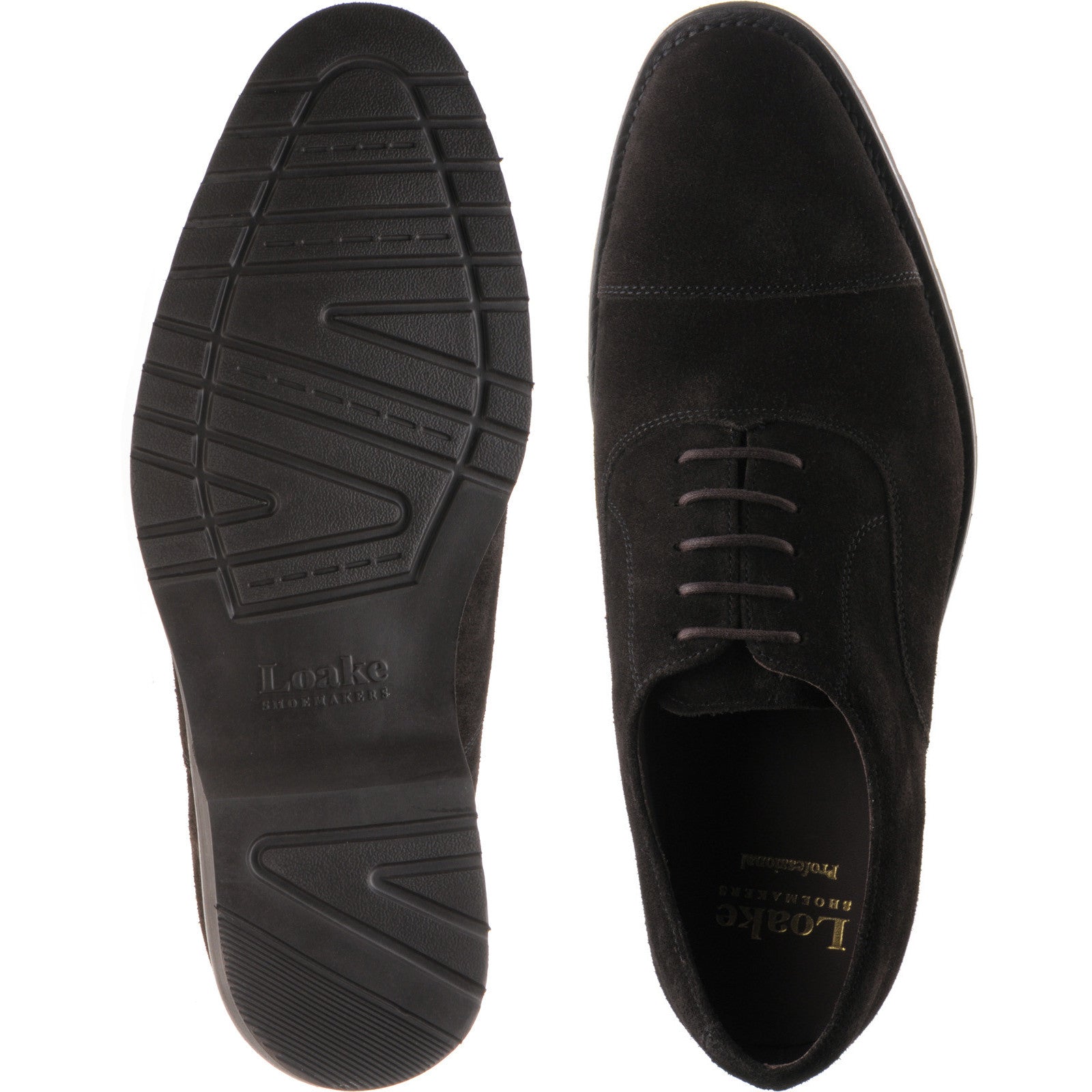 Product image for Loake Hitchcock mens rubber-soled Oxfords in chocolate suede