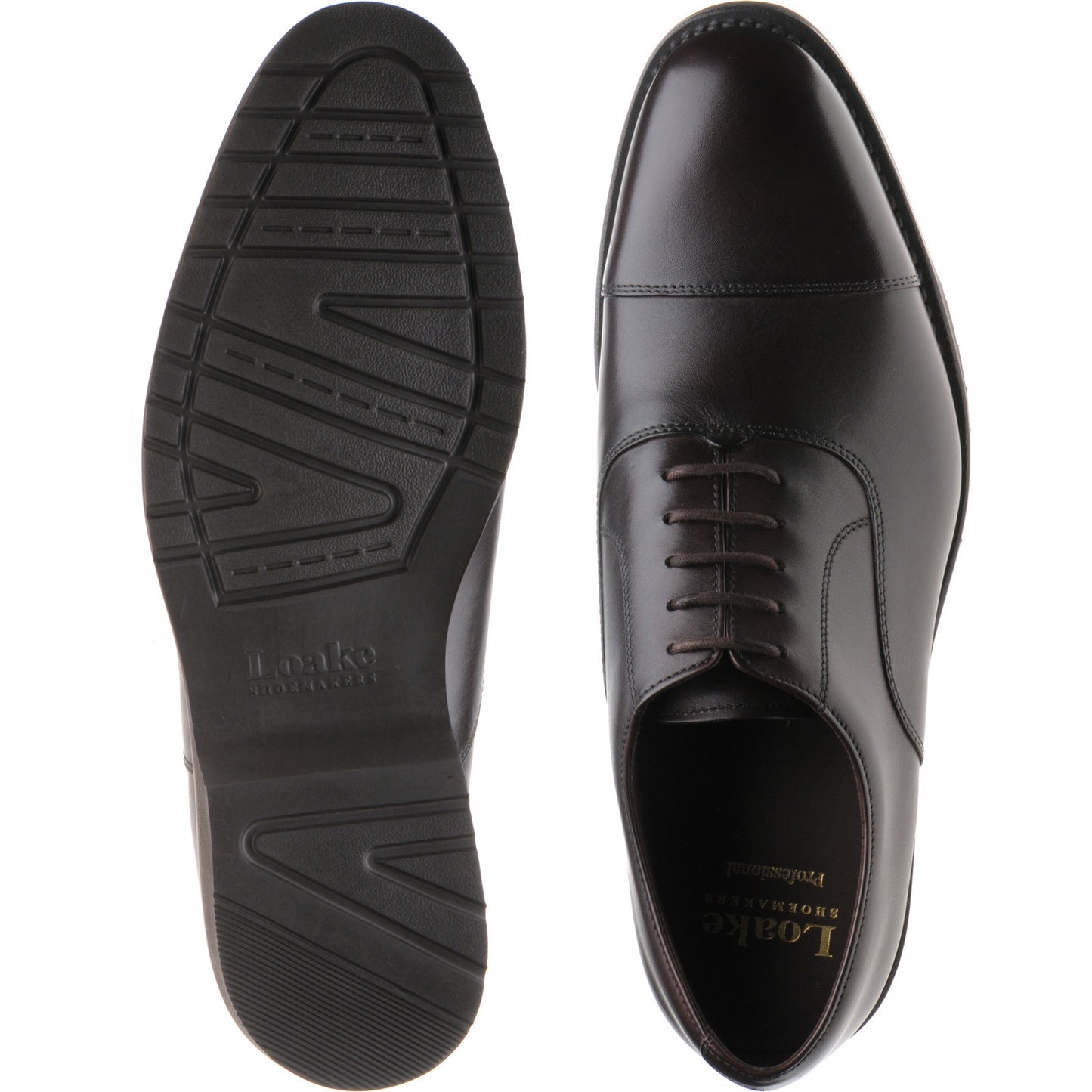 Product image for Loake Hitchcock mens rubber-soled Oxfords in dark brown calf