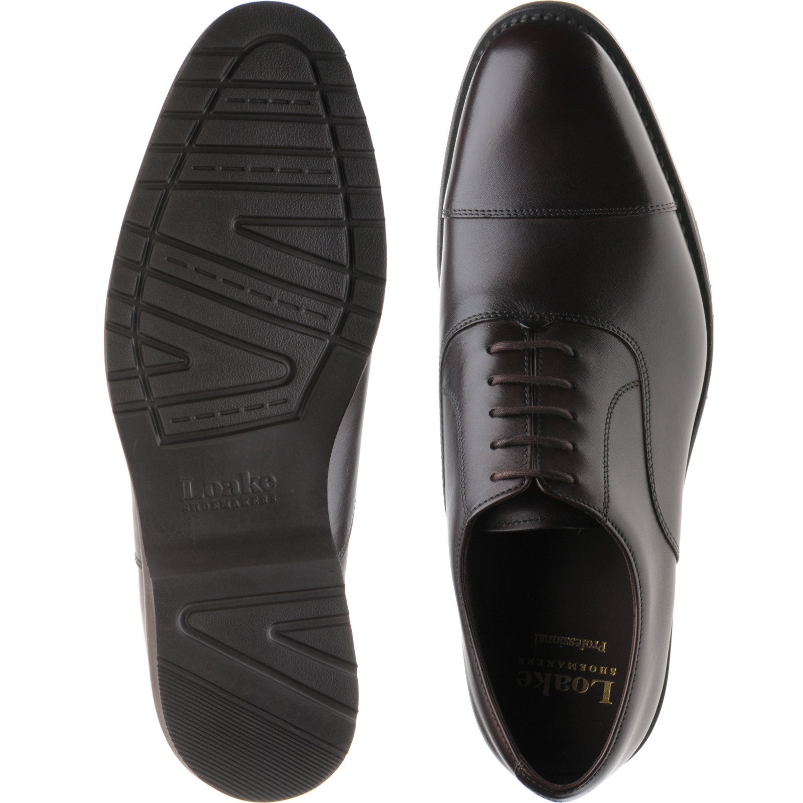 Product image for Loake Hitchcock mens rubber-soled Oxfords in dark brown calf