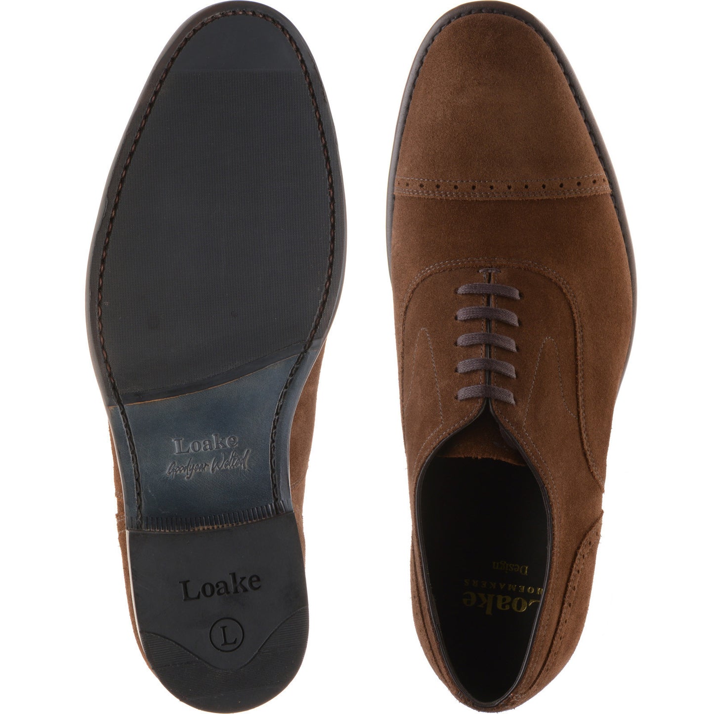 Product image for Loake Hughes mens hybrid-soled semi-brogues in brown suede (second)