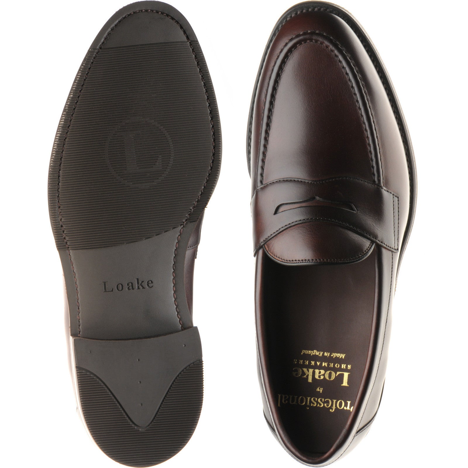 Product image for Loake Imperial Rubber mens rubber-soled loafers in dark brown waxy (second)