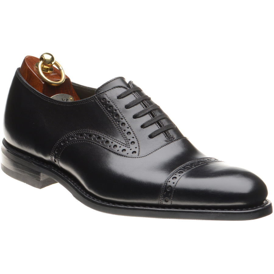 Product image for Loake Kellar mens rubber-soled semi-brogues in black calf