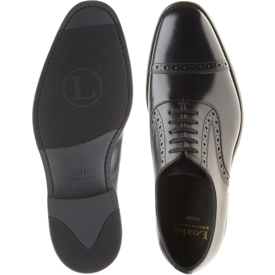 Product image for Loake Kellar mens rubber-soled semi-brogues in black calf