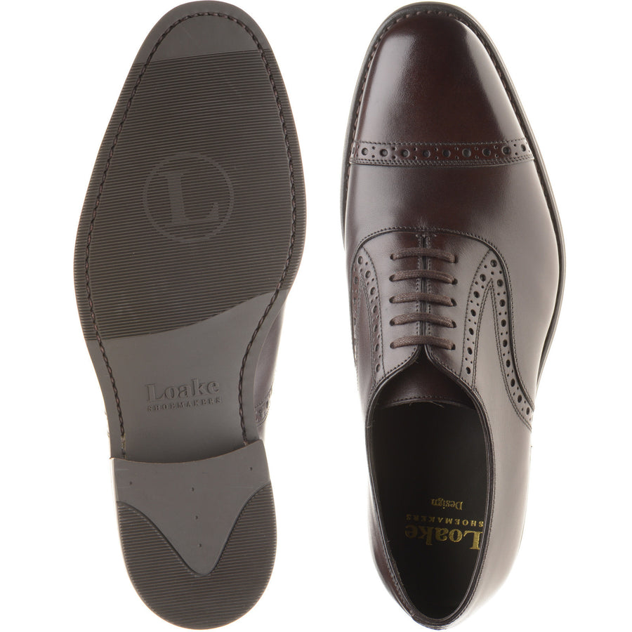 Product image for Loake Kellar mens rubber-soled semi-brogues in dark brown calf (second)