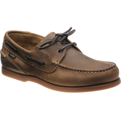 Product image for Loake Lymington mens rubber-soled deck shoes in brown nubuck