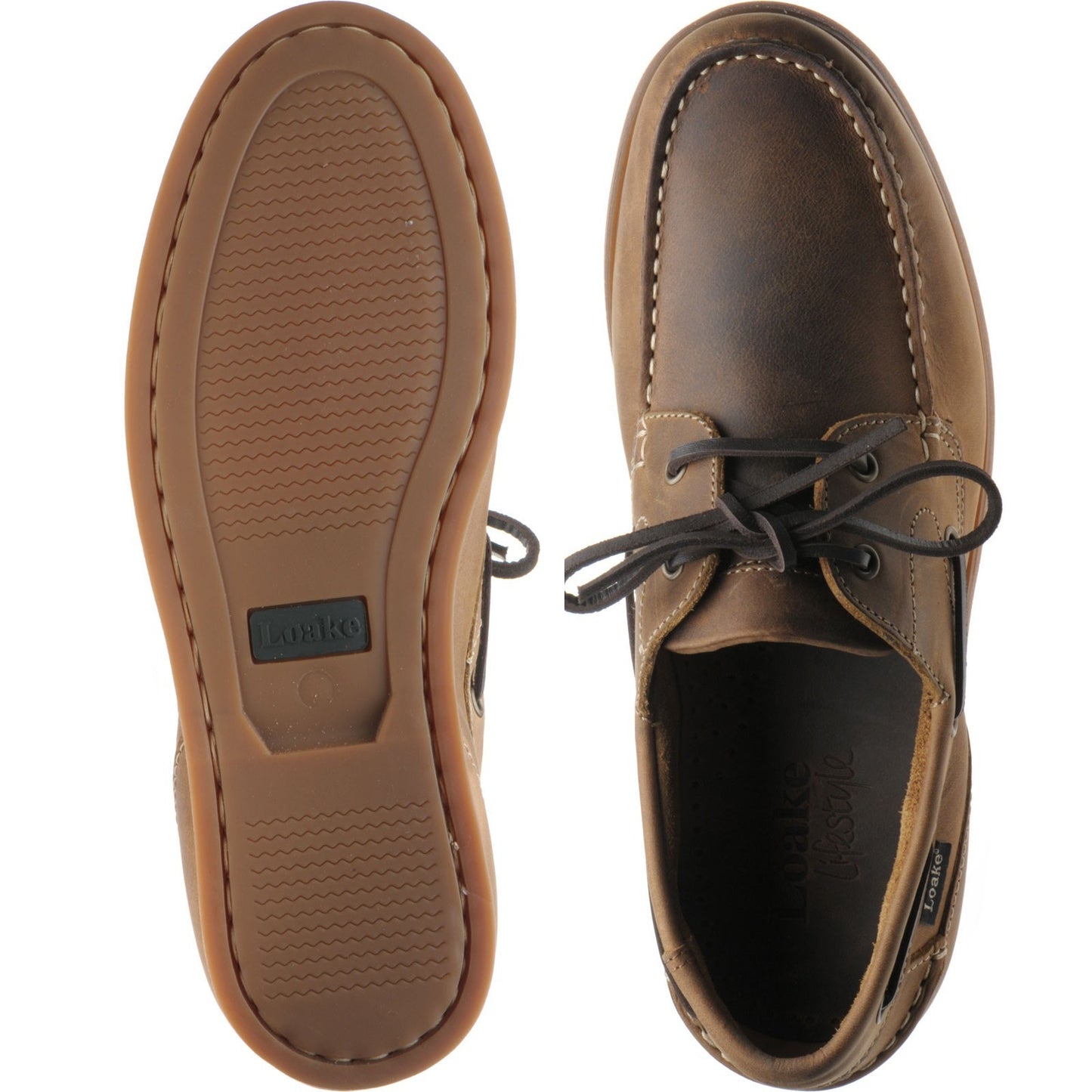Product image for Loake Lymington mens rubber-soled deck shoes in brown nubuck (second)