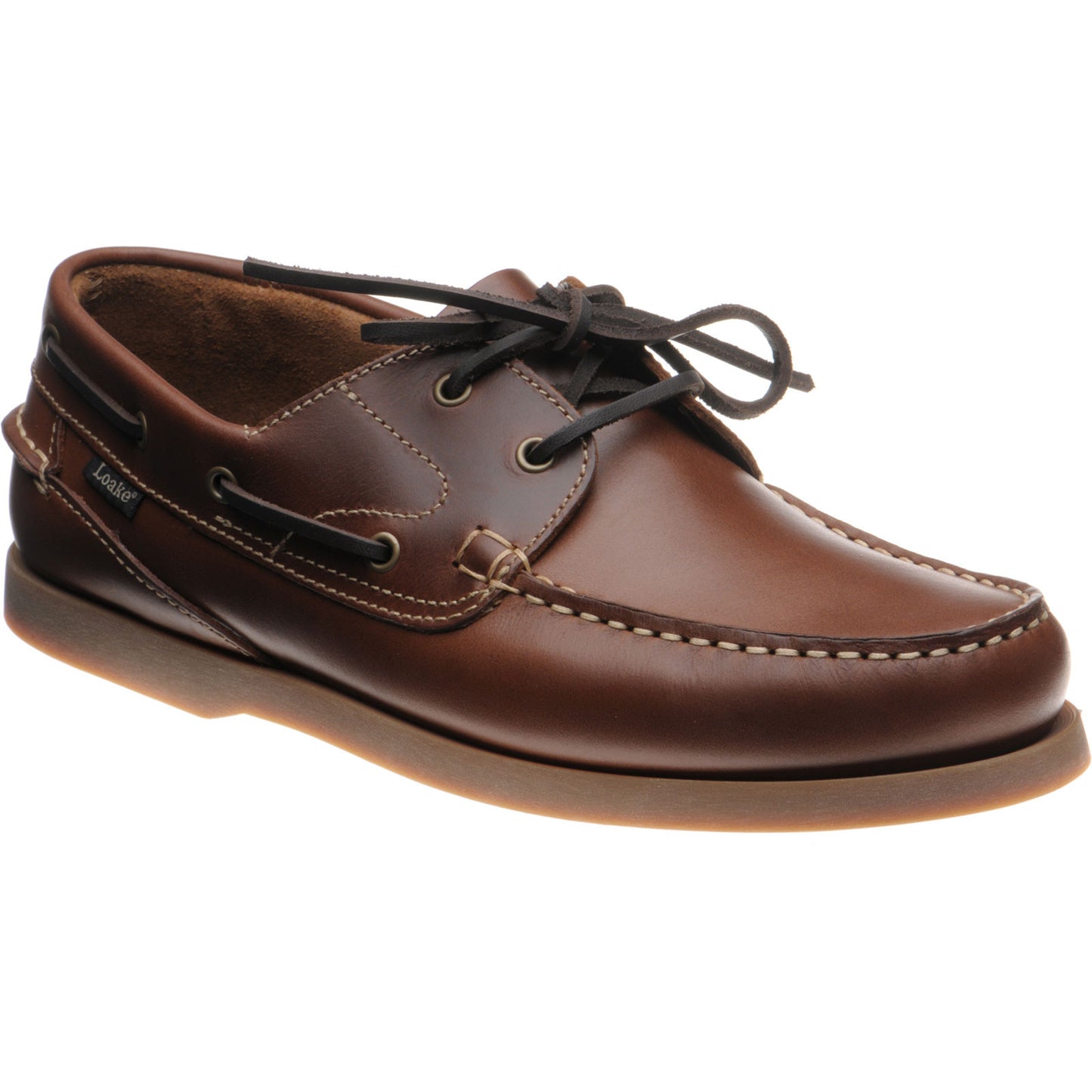Product image for Loake Lymington mens rubber-soled deck shoes in brown waxy (second)