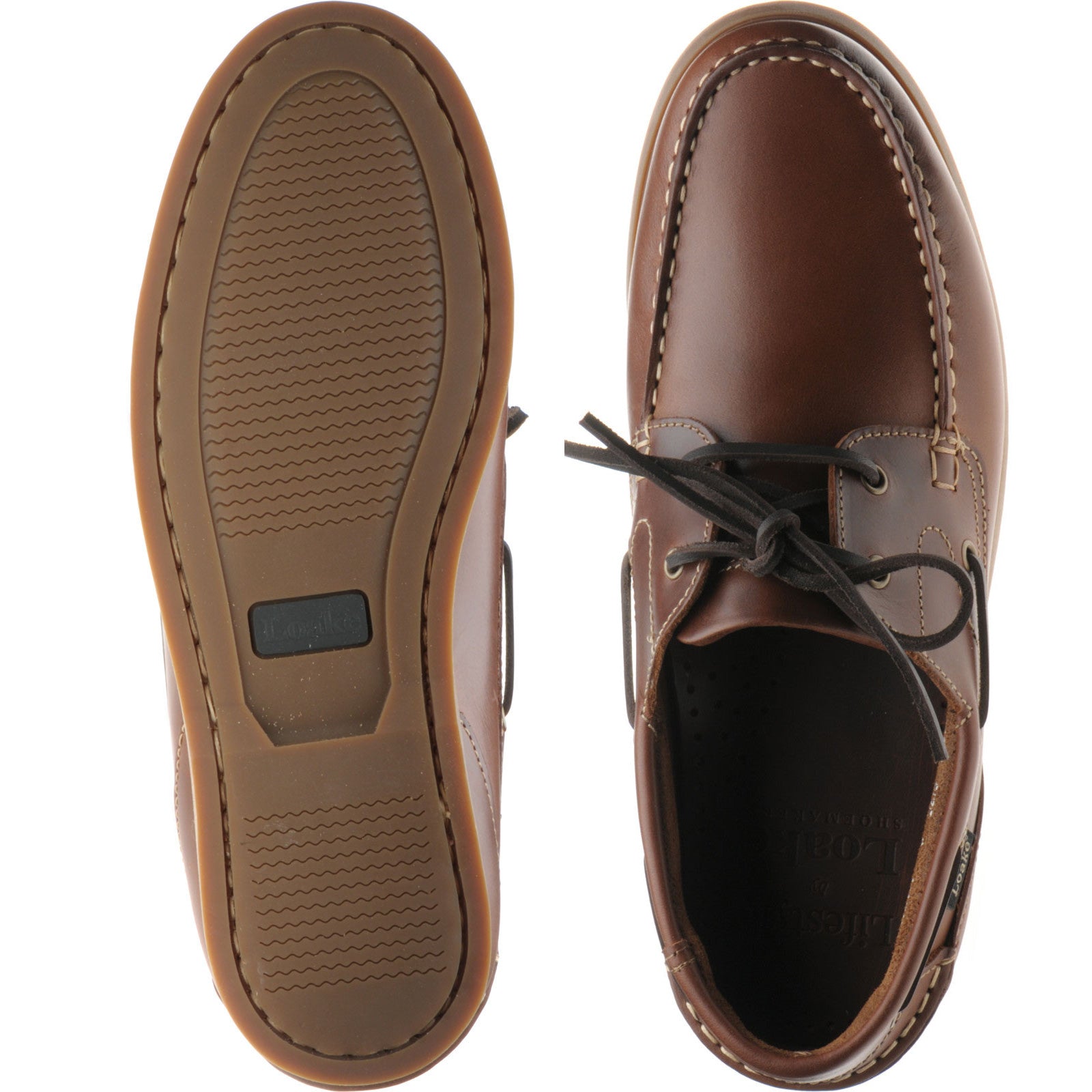 Product image for Loake Lymington mens rubber-soled deck shoes in brown waxy (second)