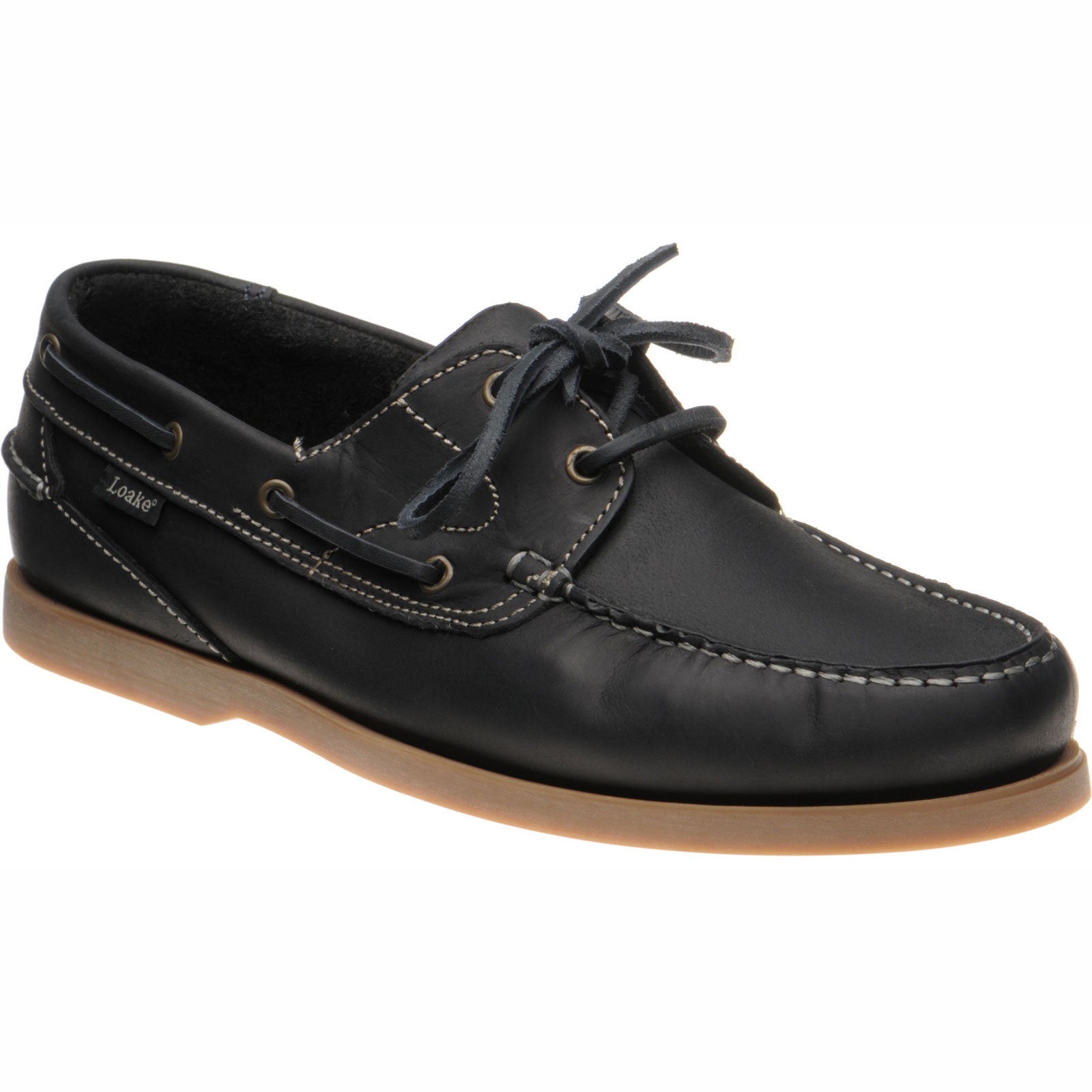Product image for Loake Lymington mens rubber-soled deck shoes in navy nubuck (second)