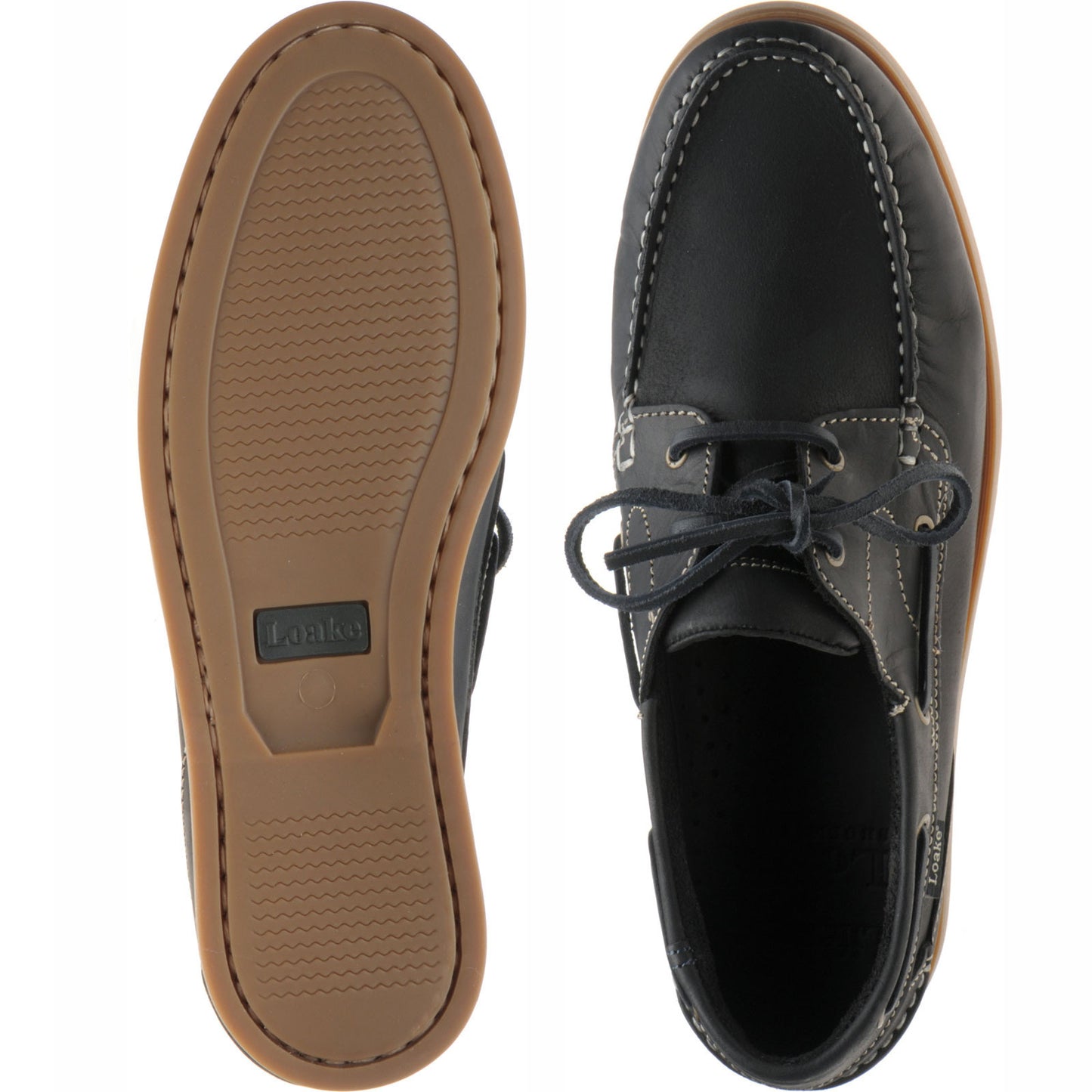 Product image for Loake Lymington mens rubber-soled deck shoes in navy nubuck (second)