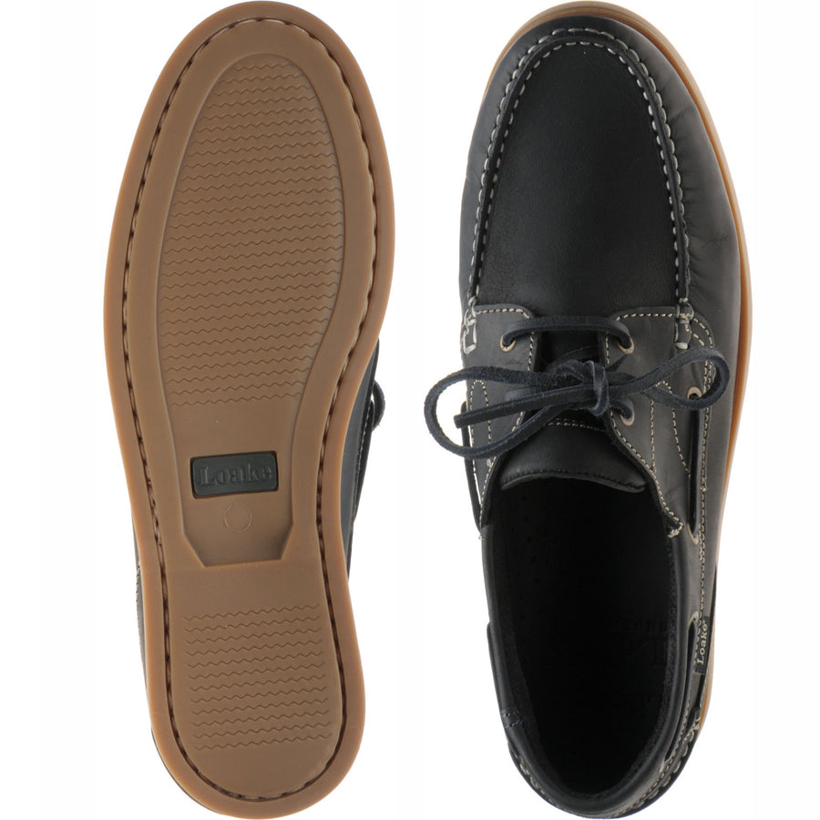Product image for Loake Lymington mens rubber-soled deck shoes in navy nubuck (second)