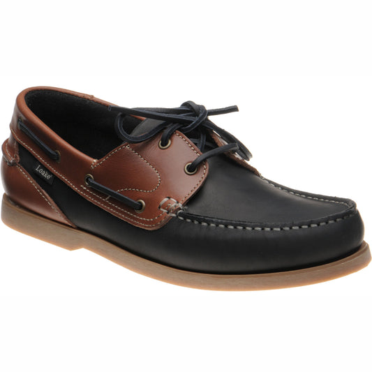 Product image for Loake Lymington in navy nubuck and brown waxy