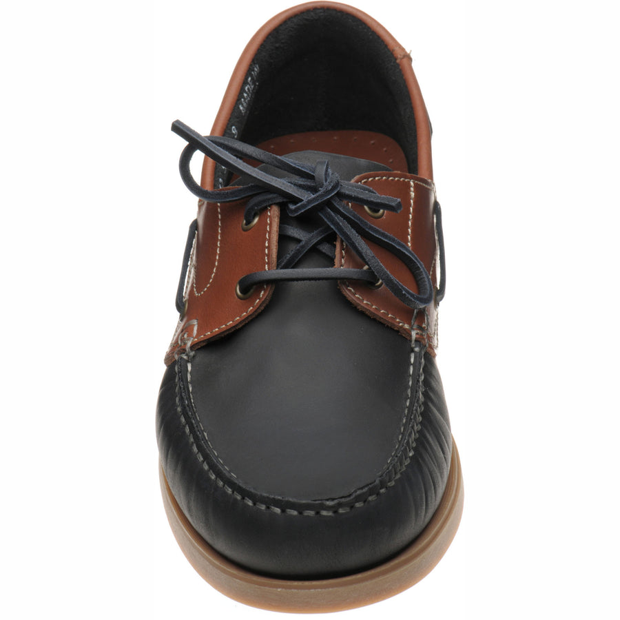 Product image for Loake Lymington mens rubber-soled deck shoes in navy nubuck and brown waxy (second)