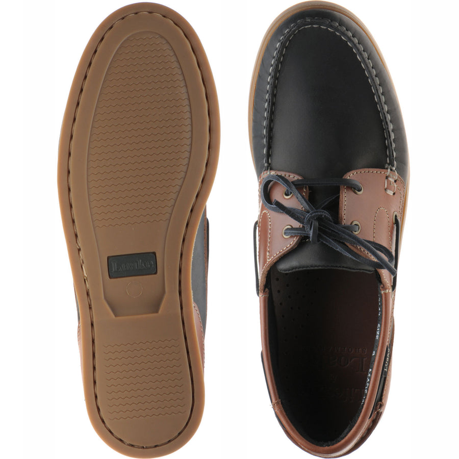 Product image for Loake Lymington mens rubber-soled deck shoes in navy nubuck and brown waxy (second)