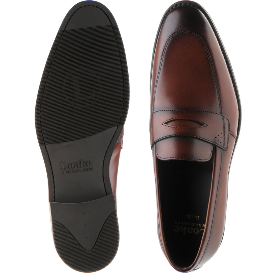 Product image for Loake Lynch mens rubber-soled loafers in scotch hand-painted (second)