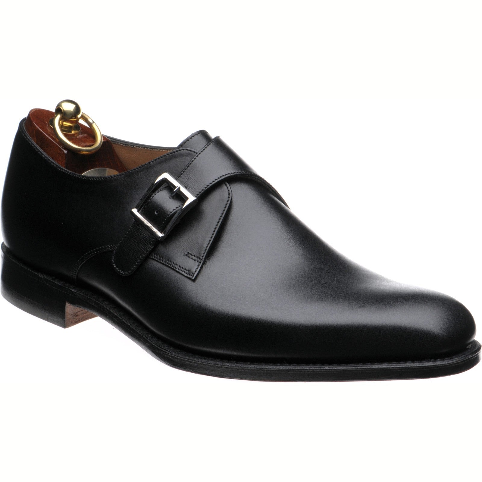 Product image for Loake Medway mens monk shoes in black calf (second)