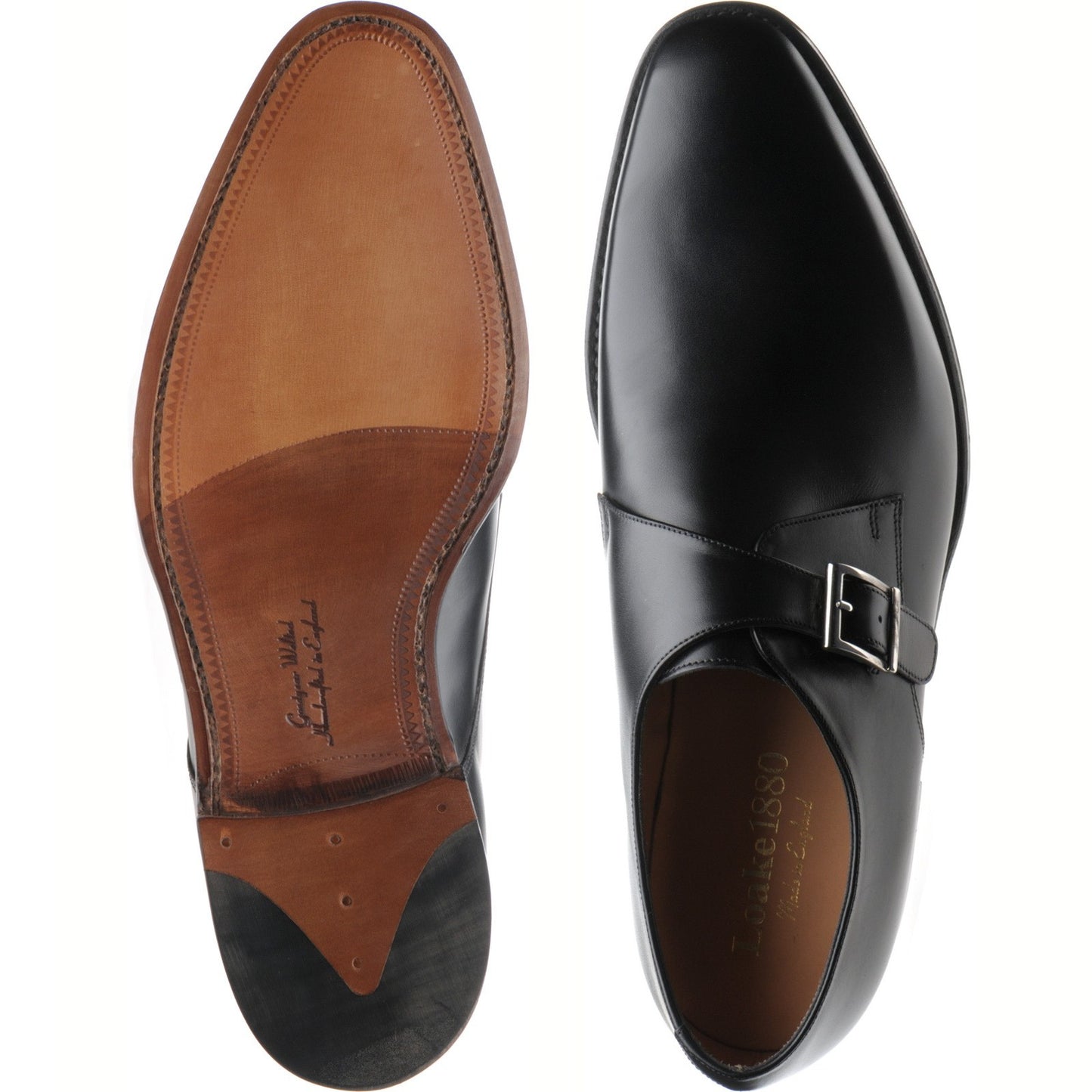 Product image for Loake Medway mens monk shoes in black calf (second)
