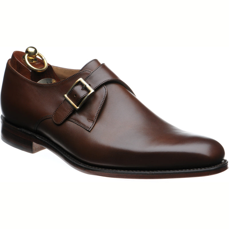 Product image for Loake Medway mens monk shoes in dark brown calf