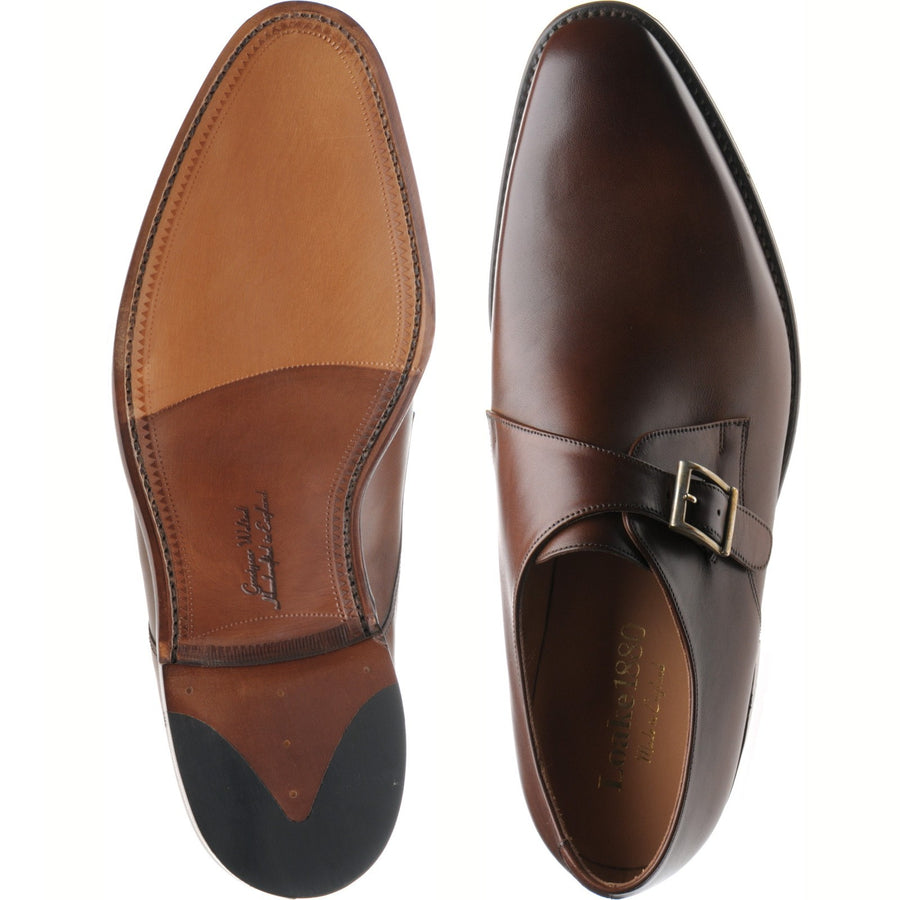 Product image for Loake Medway mens monk shoes in dark brown calf