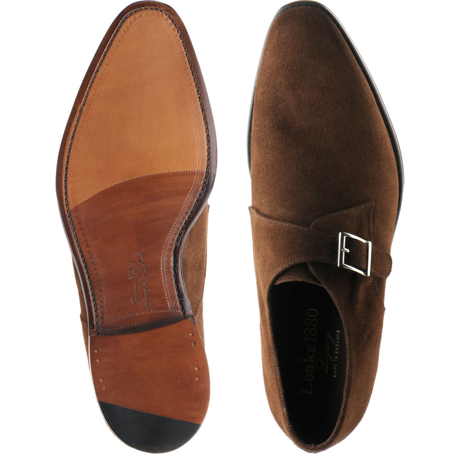 Product image for Loake Medway mens monk shoes in polo suede