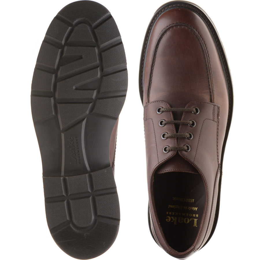 Product image for Loake Mowbury mens rubber-soled Derby shoes in dark brown waxy (second)