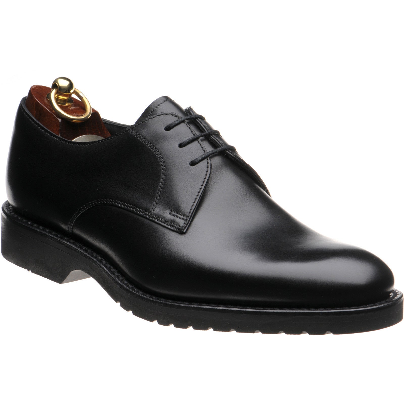 Product image for Loake Orson mens rubber-soled Derby shoes in black calf