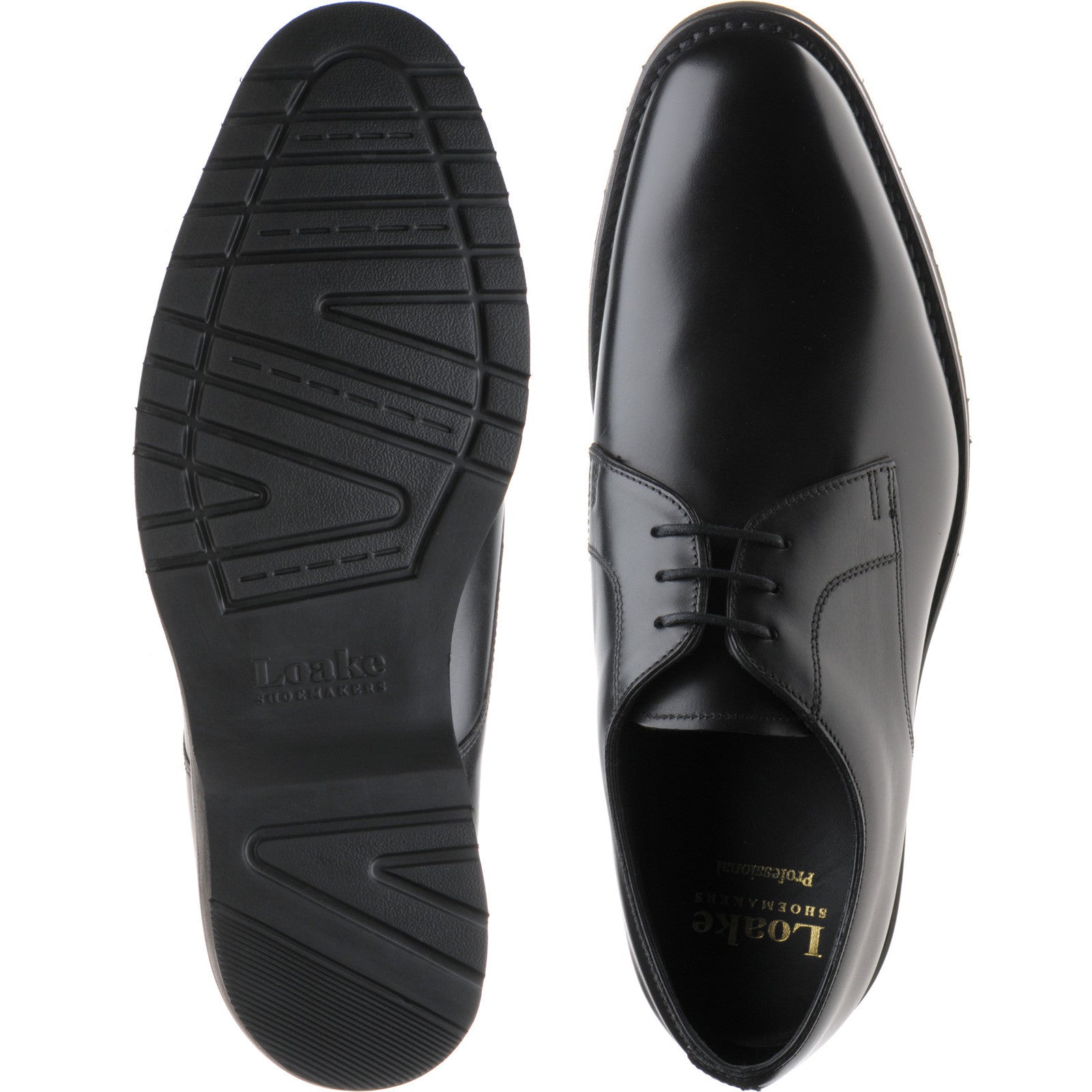 Product image for Loake Orson mens rubber-soled Derby shoes in black calf